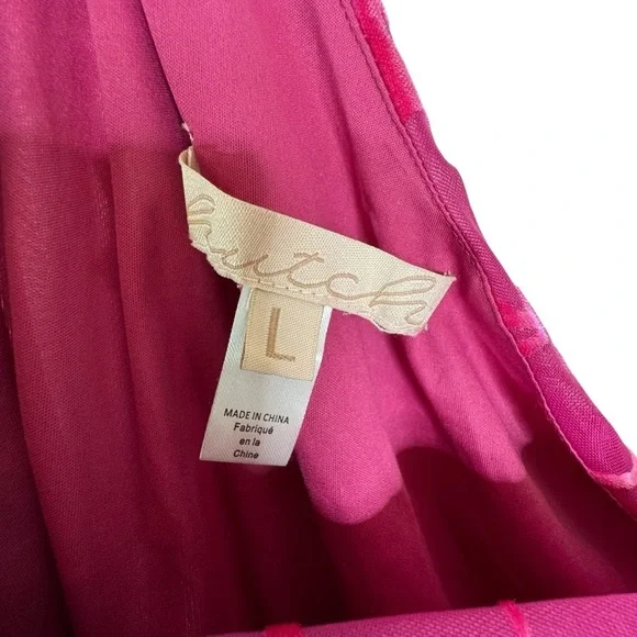 Anthropologie HUTCH One Shoulder Ruched Velvet Flocked Midi Dress Pink Size L - Picture 11 of 14